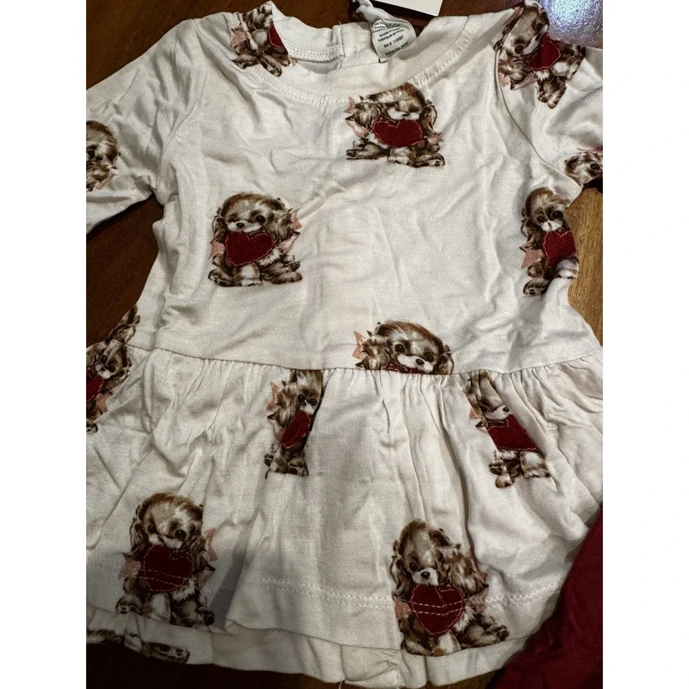 Kate Quinn Puppy Outfit Top Pants Valentines Day Hearts‎ Zoe Bamboo NEW